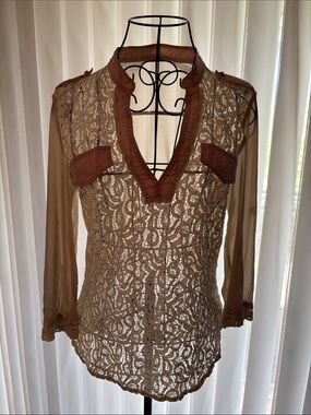 Lace & Mesh Beige Sheer Women’s Top